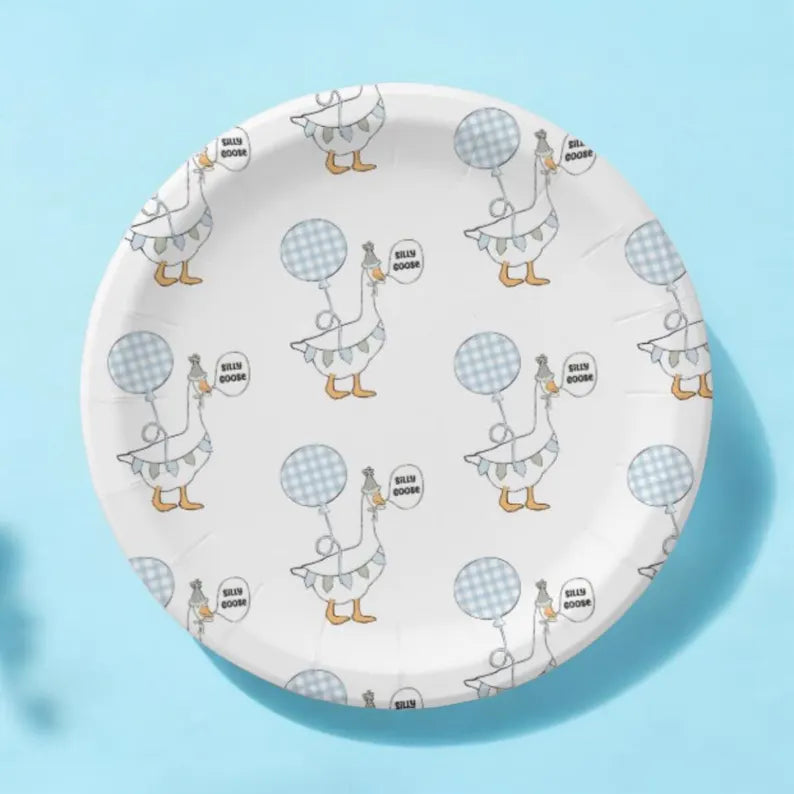 Silly Goose Birthday Plates | 8 Count | Dessert Plates | Silly Goose 1st Birthday | Decorations |