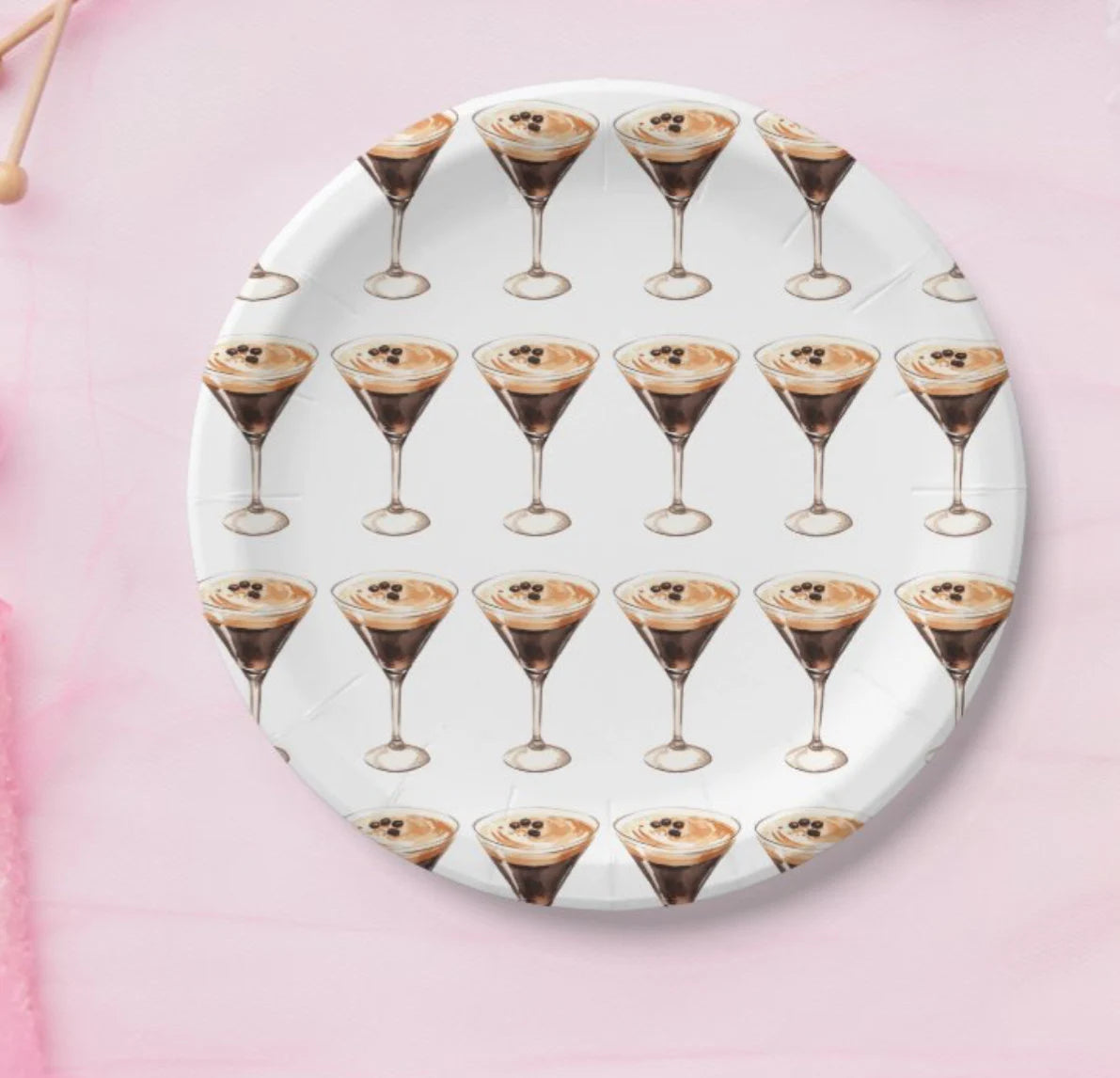 8 Count | Dessert Plates | Bikinis and Martinis Bachelorette | A tini bit older theme | Espresso