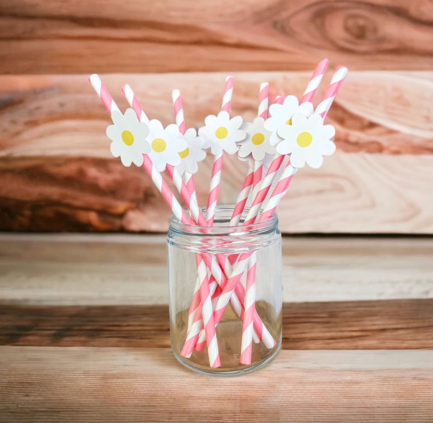 24 Daisy Birthday Drinking Straws | Daisy Theme Party Decorations | Paper Straws | Daisy First Birthday Supplies