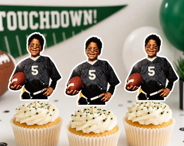 Custom Photo Football Cupcake Toppers