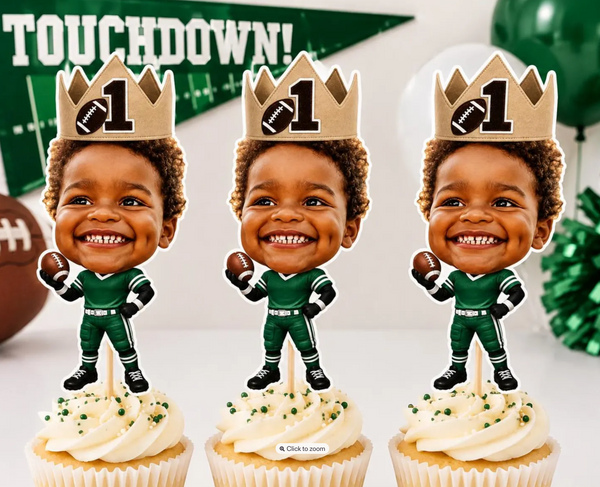 Football Crown Cupcake Toppers