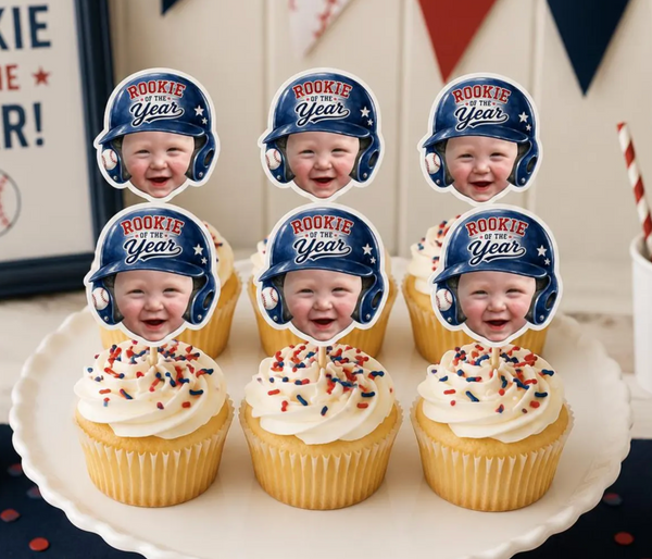 Rookie of the Year Helmet Photo Cupcake Toppers