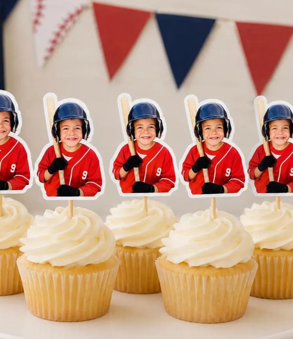 Your Baseball Photo Cropped Cupcake Toppers