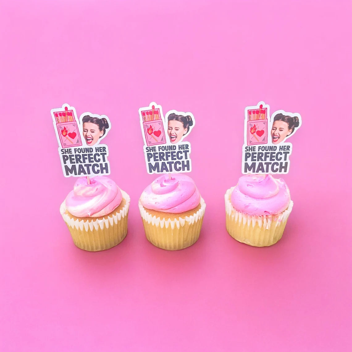 24 Perfect Match Toppers | Match Made in Heaven | Bride Theme | Cupcake Toppers | Bach Party Decorations | Bachelorette Decor