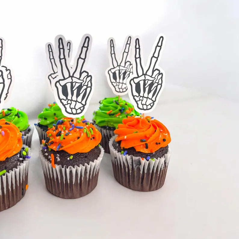 24 Bad Two the Bone Toppers | Halloween Birthday | 2nd Birthday Party Decorations | 24 Cupcake Toppers | Party Decorations | Bad Two the Bone