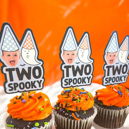 24 Two Spooky Toppers | Halloween Birthday | 2nd Birthday Party Decorations | 24 Cupcake Toppers | Party Decorations | Two Spooky Theme