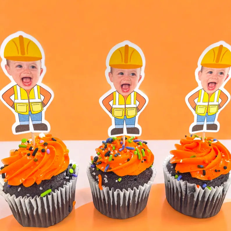 24 Construction Toppers | Constuction Birthday | Birthday Party Decorations | 24 Cupcake Toppers