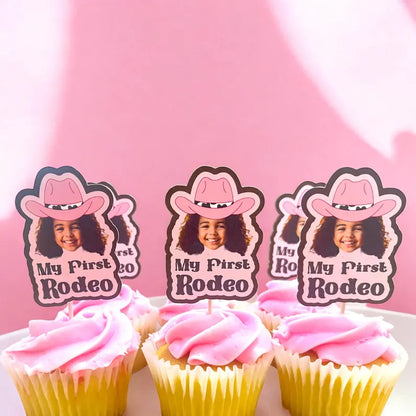 24 My First Rodeo Toppers | Cowgirl Birthday| First Birthday Decorations | 24 Cupcake Toppers | Party Decorations |