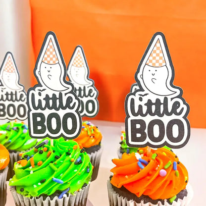 24 Little Boo Toppers | Halloween Birthday | 2nd Birthday Party Decorations | 24 Cupcake Toppers | Party Decorations | Little Boo