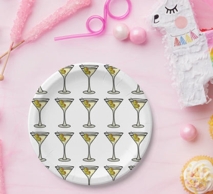 Martini Theme | 8 Count | Dessert Plates | Bikinis and Martinis Bachelorette | A tini bit older theme | Party Supply